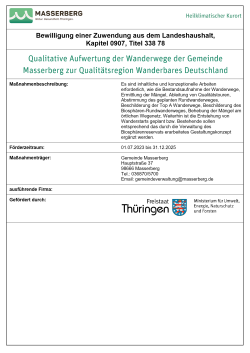 Maßnahmenbeschreibung Fördermaßnahme Wanderwege Gemeinde Masserberg