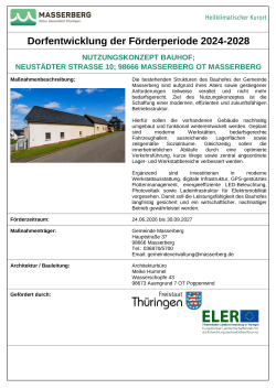 Bauschild zur Maßnahme Erstellung eines Nutzungskonzeptes für den Bauhof der Gemeinde Masserberg