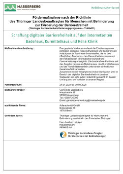 Maßnahmenbeschreibung Fördermaßnahme Barrierefreie Webseite Gesundheitszentrum Masserberg