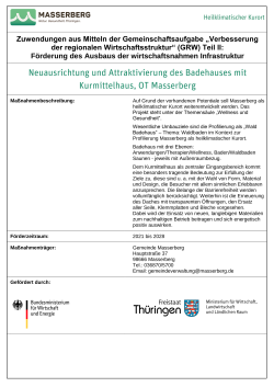 Maßnahmenbeschreibung Fördermaßnahme Badehaus Masserberg